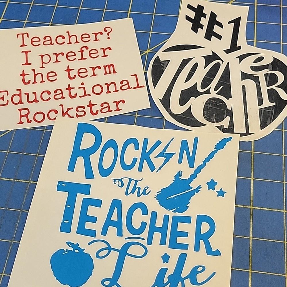 Educational Rockstar Teacher Premium Vinyl Stickers 5"ish X 6"ish Set Of 3